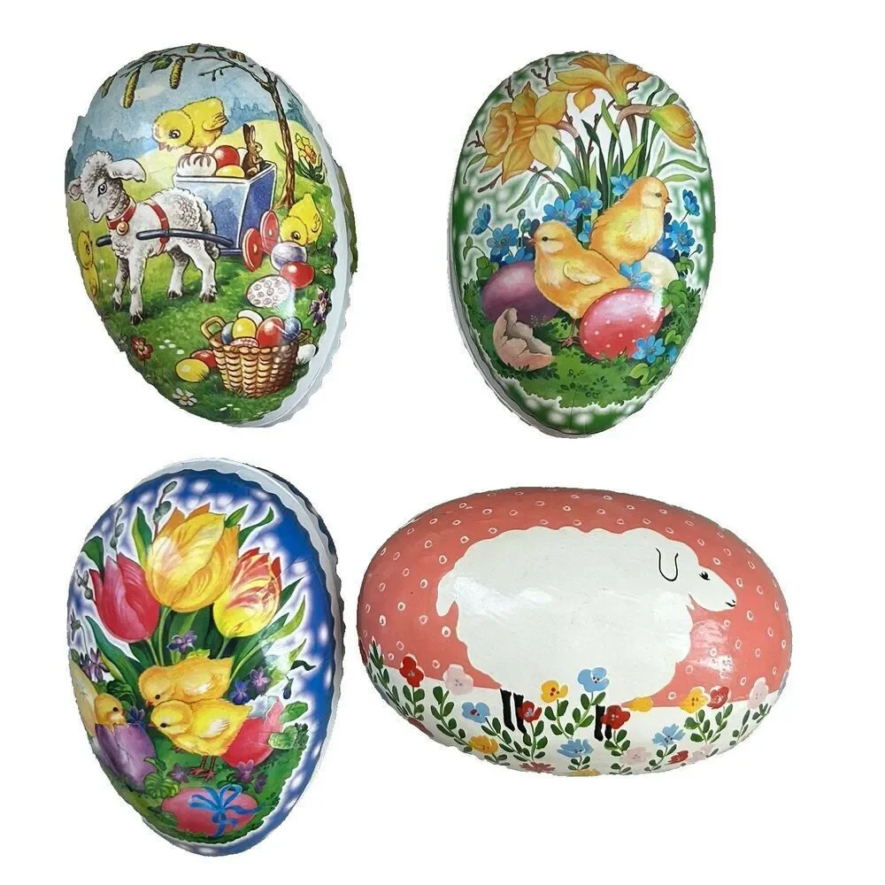 Echr Erzgebirge Easter Eggs Paper Mache Fillable Candy Chicks Lamb Germany